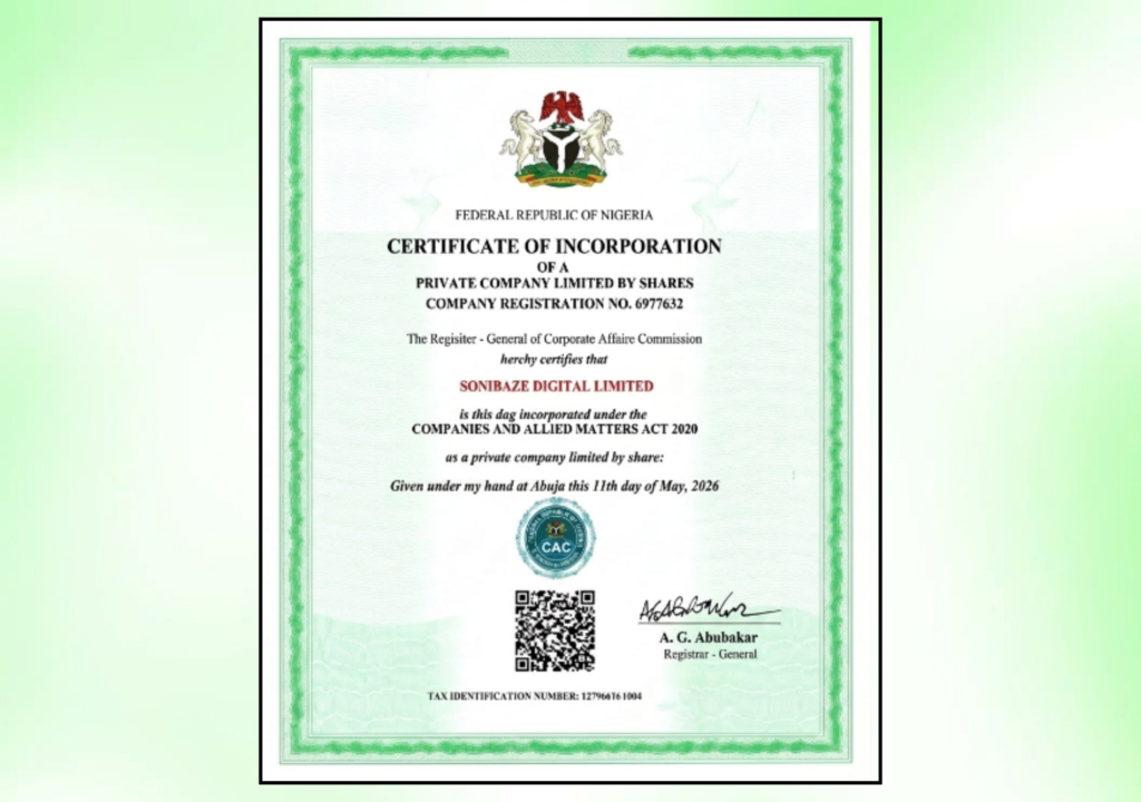 CAC Company Registration Requirements (2026 Needed Documents) 3 CAC Certificate