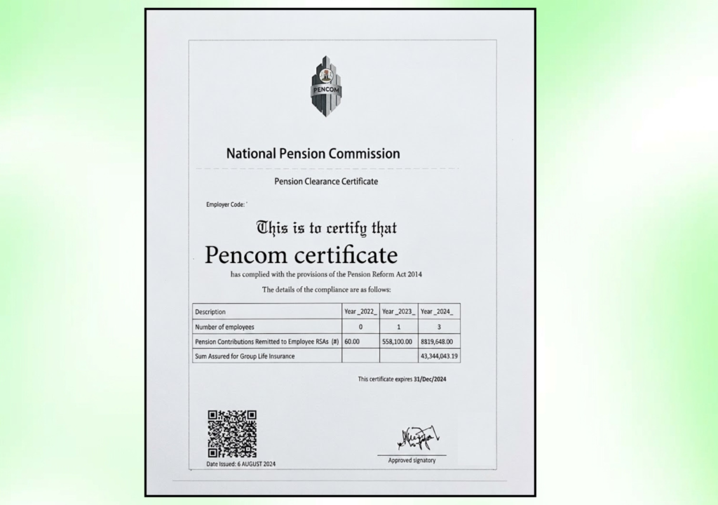 PENCOM certificate